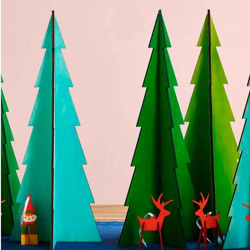 Tannenbaum Tabletop Wood Christmas Tree, Set of 3 - Light Green